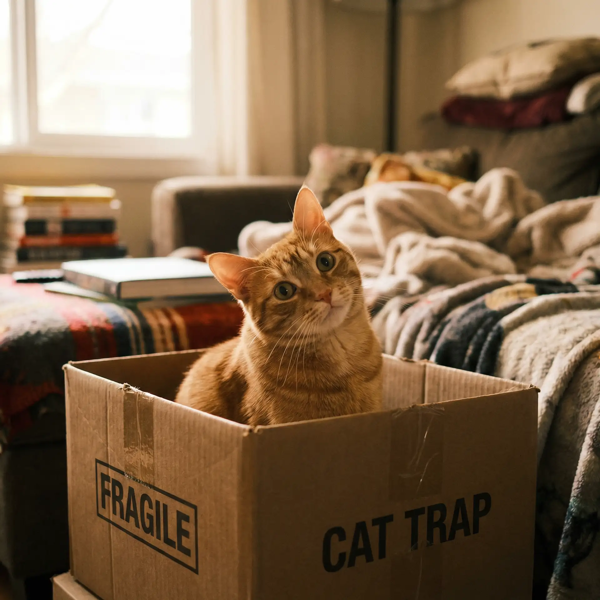 橘猫躲在纸箱里 - 大菠萝福建导航网址进入ios